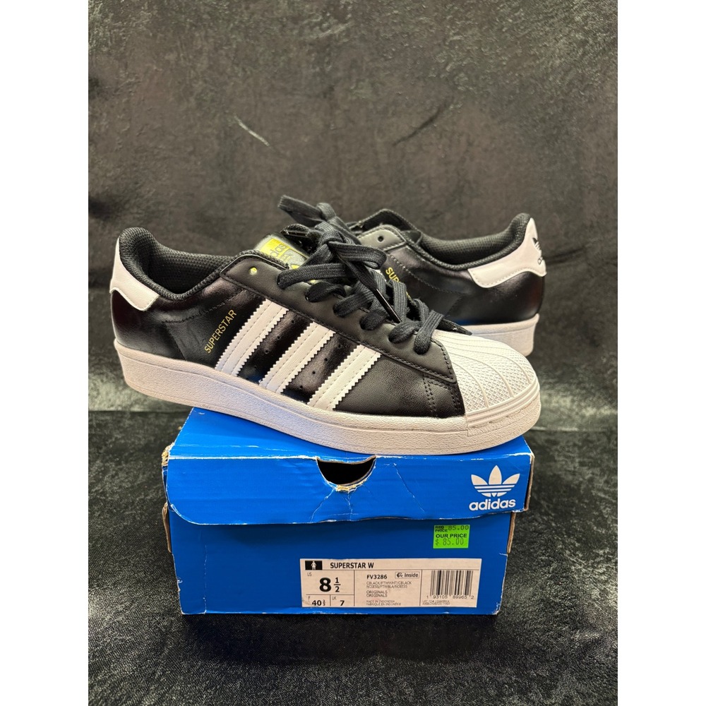 Adidas Superstar W Black White Sneakers FV3286 Womens Size 8.5 Low Top Shoes